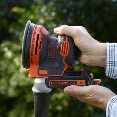 Эксцентриковая шлифовальная машинка по дереву аккумуляторная Black+Decker BDCROS18N