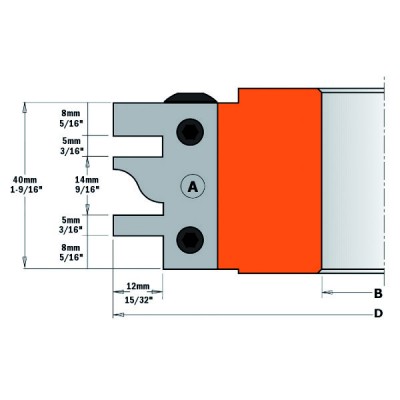 Насадна фреза CMT D = 120 B = 40 для меблевої обв’язки  (рамних фасадів) (694.014.40)