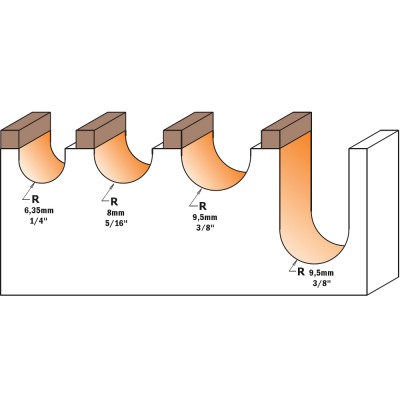 8x15,8x9,5x50,8x6,35 Фрезы пазовые с радиусом с подшипником СМТ