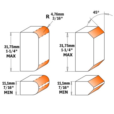 38,1x11,1-31,75x4,76x45 ° x100x12 Фреза комбінована какао СМТ