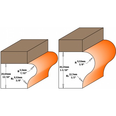 38,1x9,5x12,7x35x85,8x12 Фрезы для подоконников с подшипником СМТ