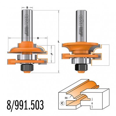 44.4x18/22x71x12 Комплект фрез для мебельной обвязки СМТ 991.503.11