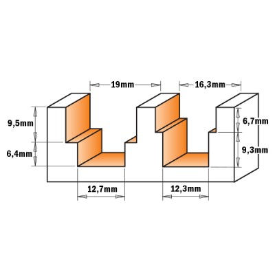 19x15,9x50,8x8 Східчасті фрези СМТ