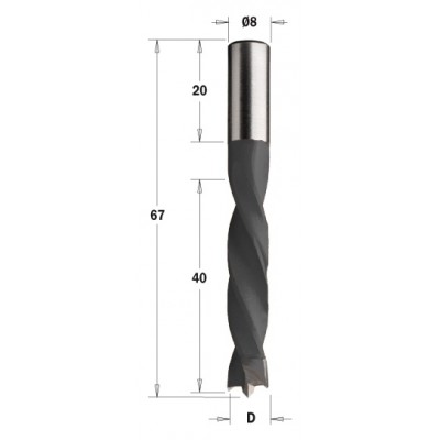 307.060.11 Сверло HW NP D = 6 I = 40 L = 67 S = 8x20 RH