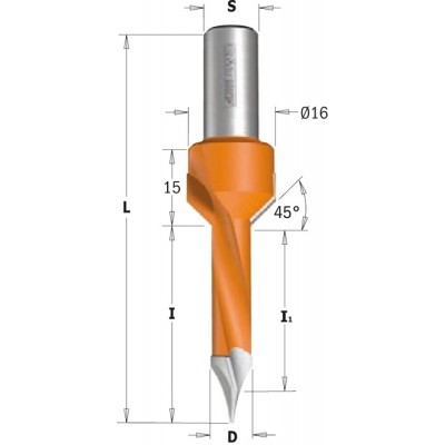 378.082.12 Сверло с зинкером P HW D = 8 I = 35 I1 = 29 L = 70 S = 10 LH