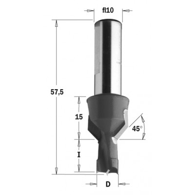 376.101.11 Сверло с зинкером NP HW D = 10 I = 15 L = 57,5 S = 10 RH