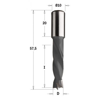 308.140.11 Сверло HW NP D = 14 I = 30 L = 57,5 S = 10x20 RH