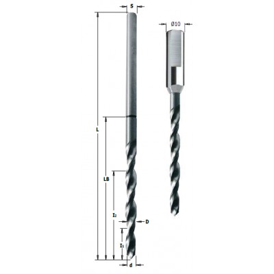 Сверла для петель типа ANUBA 515.091.51 5x20x75x10x35x9x3,8 HSS