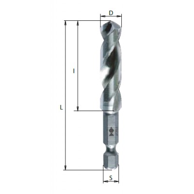 Сверла спиральные по металлу с шестигранным хвостовиком F013ME0600 6x25x65x1/4” шестигранный HSS