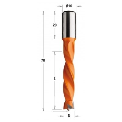 309.095.12 Свердло NP HW D=9,52 I=43 L=70 S=10x20 LH