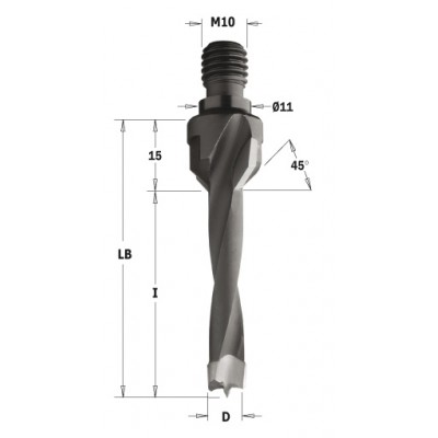 329.100.11 Сверло HW NP винт. хвост. GZ D = 10 I = 40 LB = 55 S = M10 / 11x4 RH