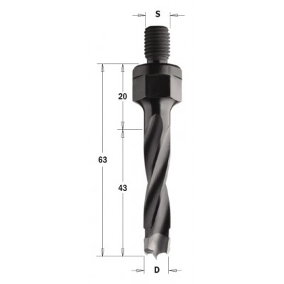 344.050.12 Свердло NP гвинт. хвост. HW D=5 I=43 LB=63 S=M8 LH