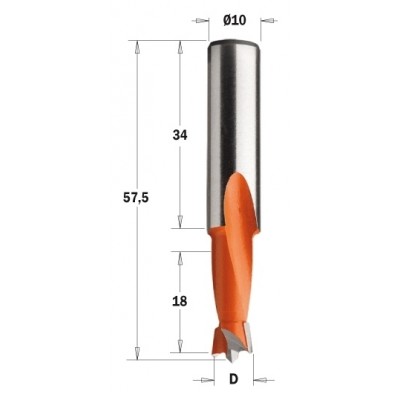 361.100.12 Свердло NP HW D=10 I=18 L=57,5 S=10x34 LH