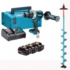 Акумуляторний дриль-шуруповерт Makita DDF481 + набір акумуляторів + бур для свердління льоду
