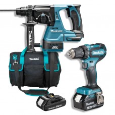 Аккумуляторная дрель-шуруповерт Makita DDF485FYX3 + перфоратор DHR242 + сумка PGC-100510