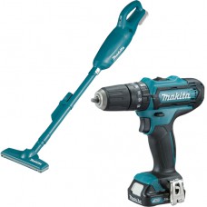 Аккумуляторная дрель-шуруповерт Makita DF331DWYE + пылесос CL 106 FDZ