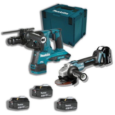 Акумуляторний перфоратор Makita DLXMUA281 (DHR281Z+BL1830Bx4+DC18RD+DGA504Z+ кейс Makpac 4)