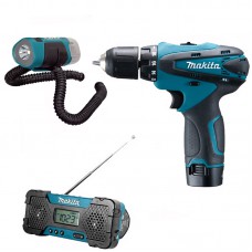 Акумуляторний дриль-шуруповерт Makita DF 330 DWE + радіо MR051 + акумуляторний ліхтар STEX ML 101