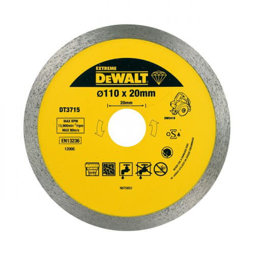 Алмазний пильний диск 110x20 - для кераміки DeWALT DT3715