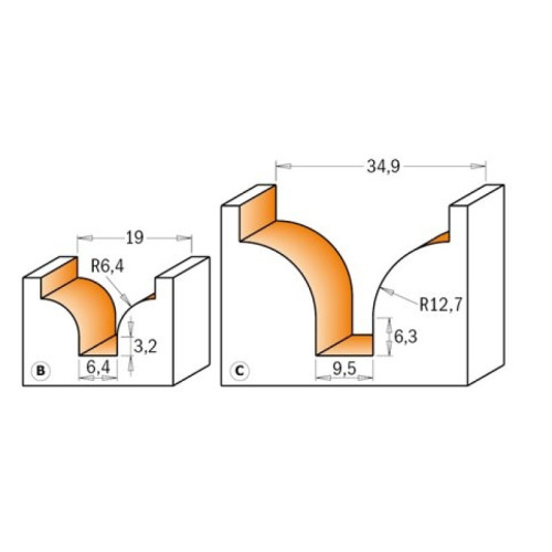 6,4x19x13x51x12 Фрези гравірувальні радіусні СМТ