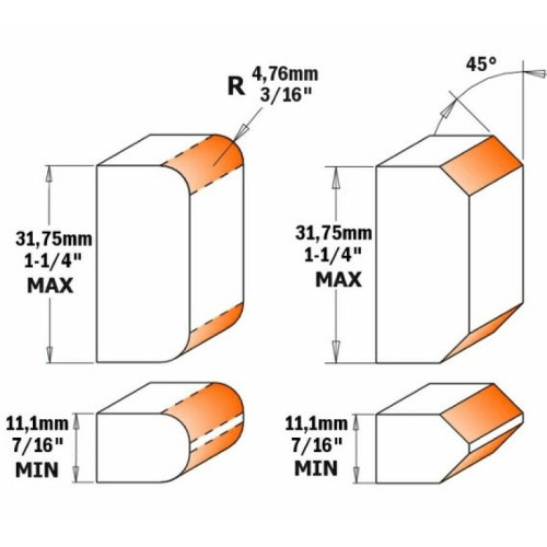 38,1x11,1-31,75x4,76x45°x100x12 Фреза комбинированная калевочная СМТ