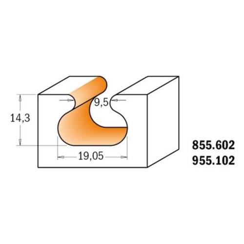 19,05x14x4,76x19,05x57,2x12,7 Фрези для перил СМТ