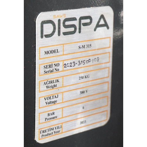 Дисковая отрезная пила по металлу (торцевая) с пневмо-зажимом Dispa makina sm 315 - 1800 ▪︎ 2200 вт, 380 в