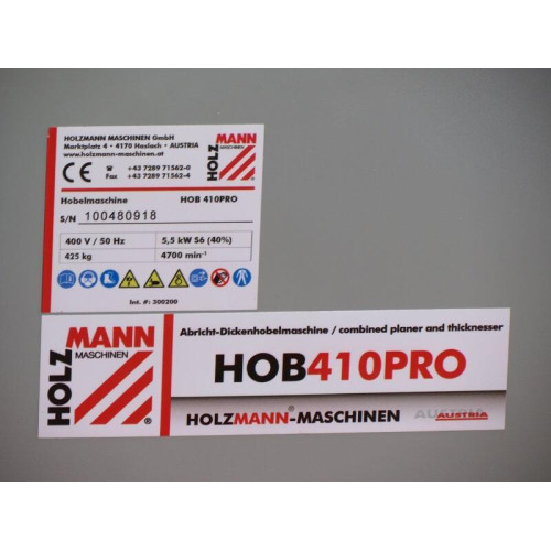Верстат фугувально рейсмусовий Holzmann HOB410PRO_400V - 380 в, 4 ножа