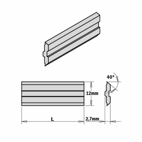 150x12x2,7 Ножи строгальные фуговальные для насадных фрез CENTROSTAR KS2.150.01