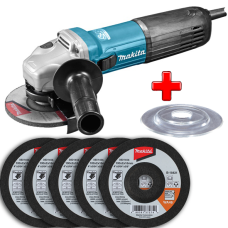 Кутова шліфувальна машина Makita GA 5040 + 5 гнучких зачистних дисків + опорна підошва