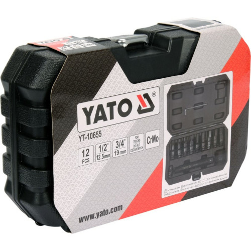Набір ударних головок TORX, HEX 1/2, 3/4, 12 шт. YATO YT-10655