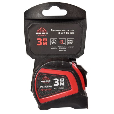 Рулетка 3 м х 16 мм автостоп Vitals Master