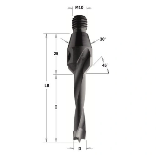 334.080.11 Сверло NP винт. хвост. GZ HW D = 8 I = 30 LB = 55 S = M10 / 30o RH