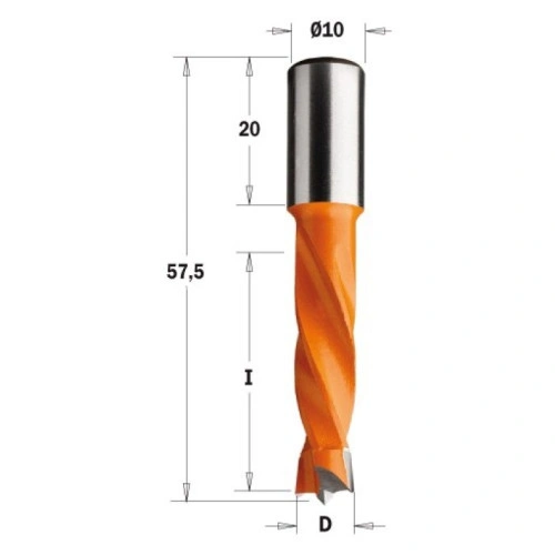 308.120.12 Сверло HW NP D = 12 I = 30 L = 57,5 S = 10x20 LH