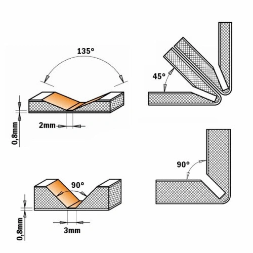 18x7,4x60x90 ° x6,35 Фрези для Alucobond СМТ